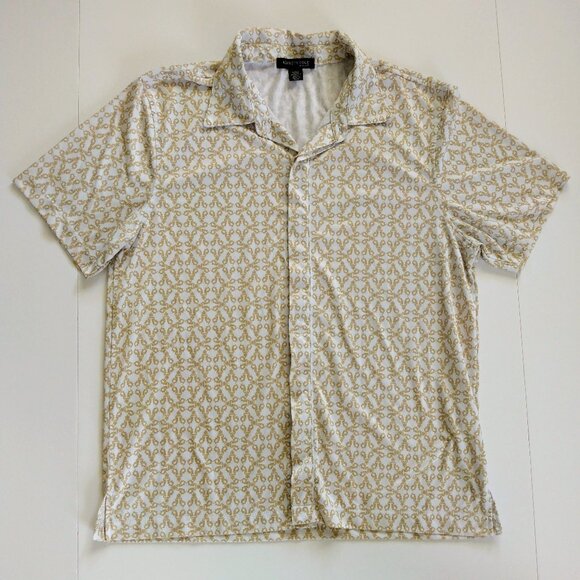 Kenneth Cole New York Men's Gold and White Button Up Shirt Size L - Picture 1 of 2